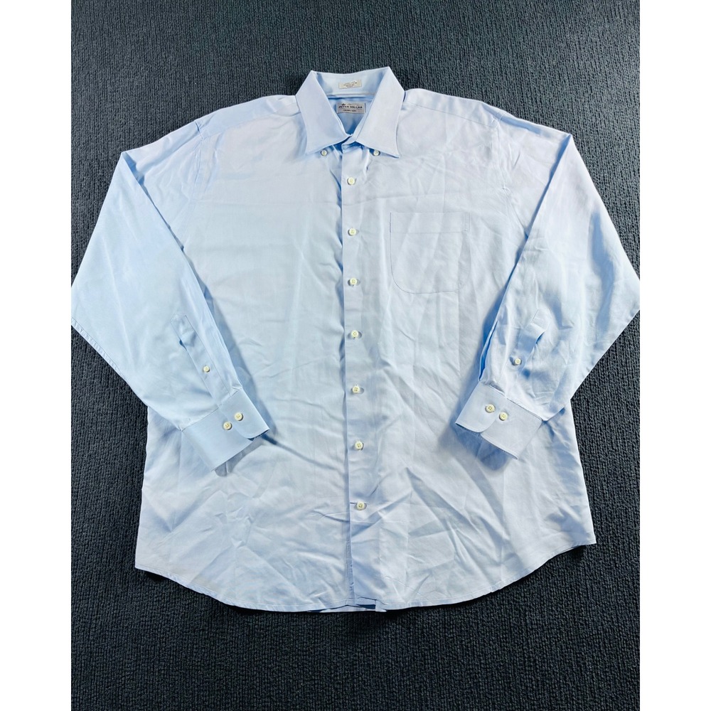 Peter Millar Crown Soft Shirt Mens XL Light Blue Cotton Silk Blend Button Down